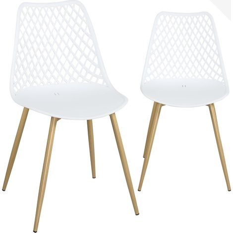 Lot 2 Chaises Modernes Scandinaves Pieds métal KIA (Blanc) (1/5)