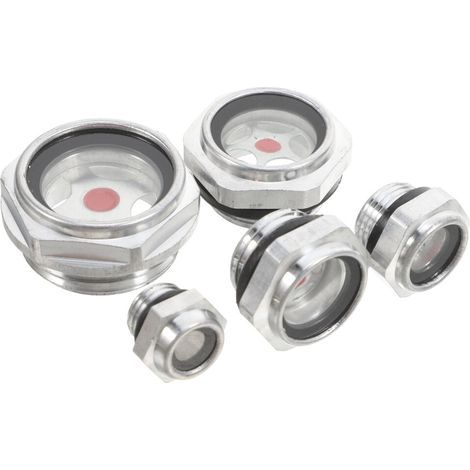 5Pièces Indicateur Niveau Huile Alliage Aluminium Verre Argent Durable