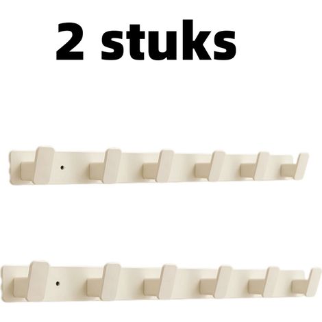 Lot de 2 crochets muraux sans perçage pour vêtements et penderie, longueur 49 cm, blanc (1/5)
