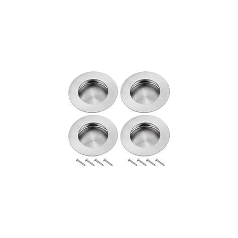 4PCS Poignee Porte Coulissante Encastrées en Acier 304 Inoxydable Poignées Rondes à Rainures Invisibles pour Porte Coulissante Armoire Extrait Tiroir avec 8 Vis (1/5)