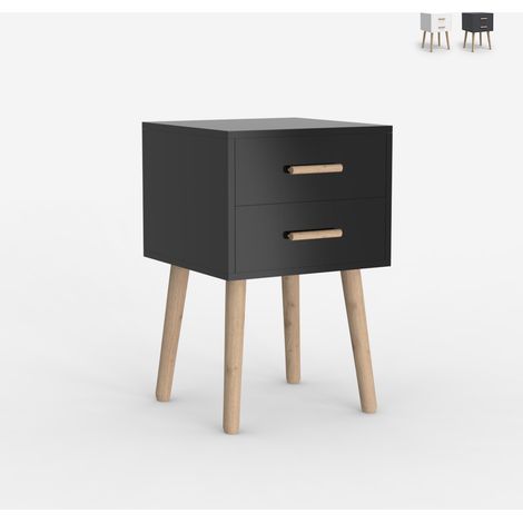 Comodino in legno stile nordico per camera da letto bianco nero Corallo - Nero