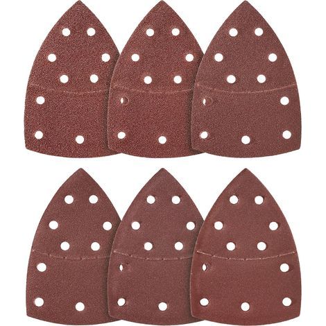 Lot de 100 triangles abrasifs - 11 trous - 105 x 152 mm - Grain 80 - Pour ponceuse multifonction - Feuilles abrasives - Tampons abrasifs triangulaires - Papier abrasif (1/5)