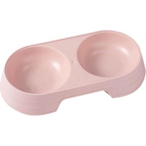 Gamelle pour animaux de compagnie style nouveau, distributeur de nourriture pour chats à double bol durable et de couleur unie, pour petits animaux de compagnie en intérieur (1/5)
