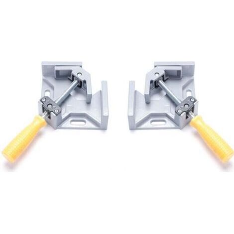 2 Pcs Serre Joint Angle 90 °, Etau D'angle Alliage d'Aluminium Pince de Soudage d'angle avec mâchoire pivotante réglable, pour Outils Menuisier, Soudage de Charpentier (Gris)