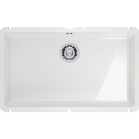 Franke – Évier de cuisine Kubus Fraceram KXK 110-71 blanc – 745 x 454 mm – sous-meuble 80 cm – vidage manuel – céramique durable (1/3)