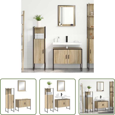 Spiegelschrank -  Badezimmermöbel-Set mit Regal mit Tür 3 pcs Braun Holzwerkstoff (1/5)