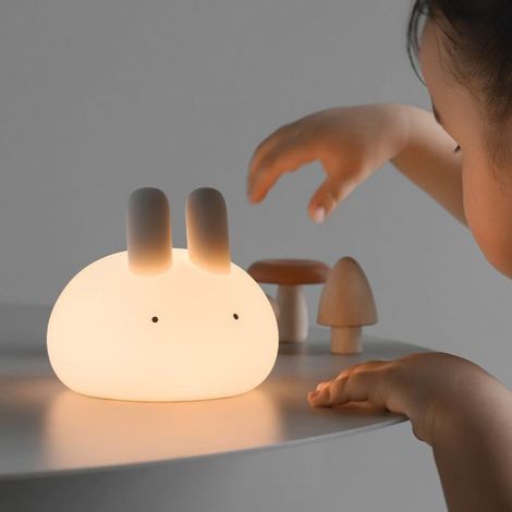 Veilleuse Lapin - Silicone Souple - Lumière Chaude 2700 K - 1 W - Batterie Rechargeable 1200 mAh - Pour Chambre Bébé et Allaitement - 1 Pièce (1/5)