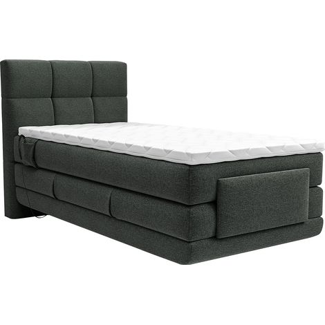 Set boxspring test. trapun. + Rete relax elett. + Mater. + Topper 100x200 Tessuto Antracite - LODI di PALACIO