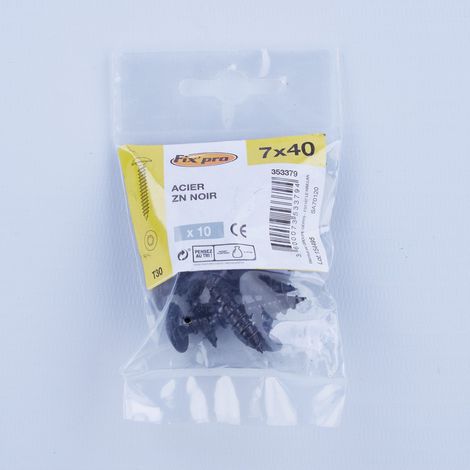Vis de peinture 7x40 acier noir tête bombée Tx / 10 piezas - Fixpro