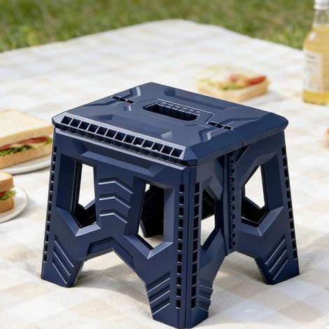 CCYKXA Folding Step Stool, 26.4 cm, Up to 125 kg, Multi-purpose Folding Stool, for Home, Kitchen, Bathroom (Blue) (1/5)