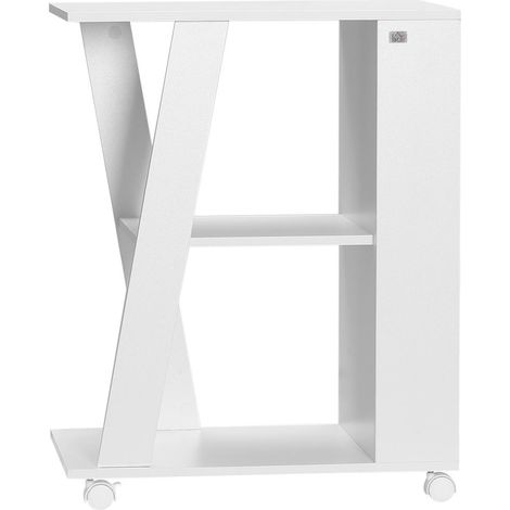 Desserte de Cuisine sur Roulettes Chariot de Rangement 2 Étagères en Bois pour Petit Espace Blanc 60x38x77 cm (1/5)