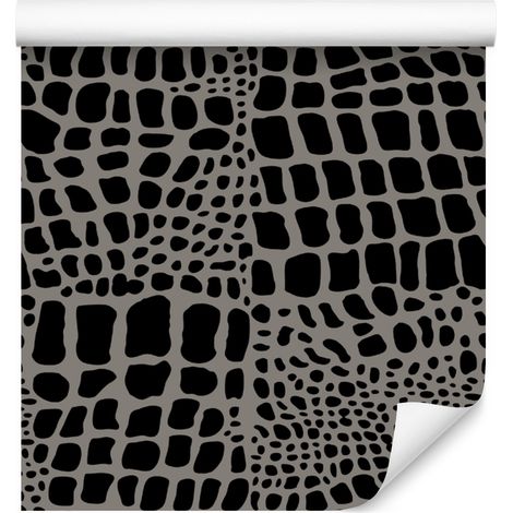 Carta da parati effetto pelle di animale, grafite e nero, 50x1000 cm (1/5)