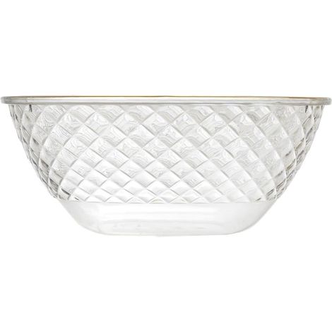 Set de 2 saladiers en plastique transparent en nid d'abeille avec contour doré (300cl)