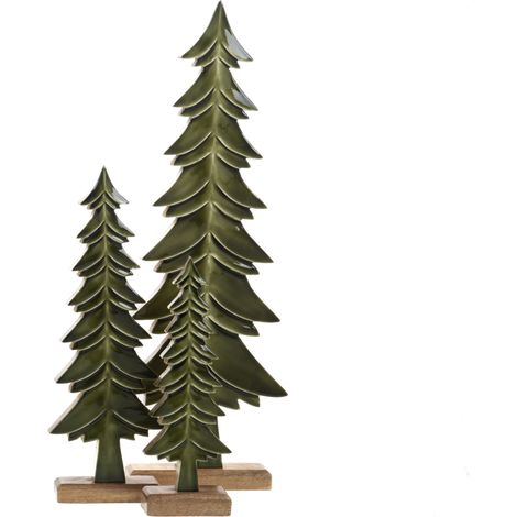 Sapins décoratifs en bois de manguier vert (Lot de 3) (1/5)
