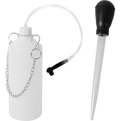 Calvana Kit de purge de frein de 0,8 l, extracteur de liquide, kit de purge de maître-cylindre pour une personne, flacon de purge de frein avec tuyau de 61 cm et connecteur en caoutchouc, pour (1/5)