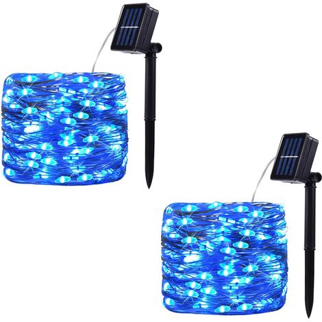 Lot de 2 Guirlande lumineuse, fil de cuivre, 100 LED, 8 modes, étanche IP44, jardin terrasse (1/5)