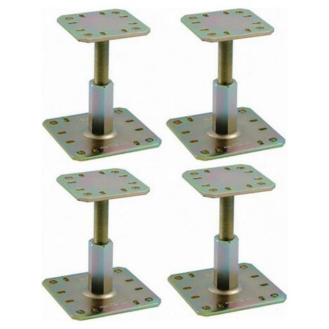 Sud Bois – Lot de 4 pieds de poteau réglables PPRC 100-150 mm – Acier S235 JR – Fixation par tirefonds LAG – Pour bois massif et béton (1/3)
