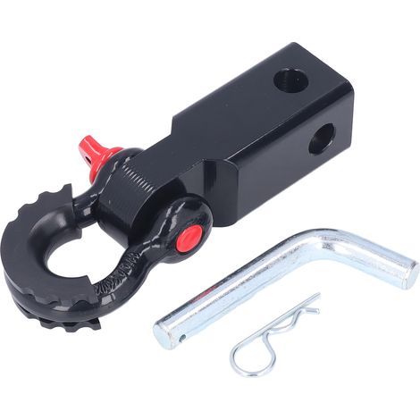 Universal 2-inch shackle hitch receiver, steel vehicle recovery towing accessories for cars, trucks, jeeps, black (1/5)