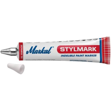 Markal – Tube de marquage à boule 50ml blanc – Peinture indélébile pour surfaces rugueuses et verticales – Excellente adhérence sur surfaces grasses