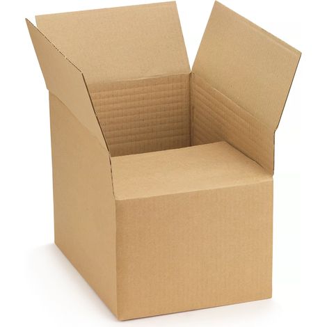 Lot de 100 Caisse carton américaine simple cannelure 20,5 x 20,5 x 15 cm