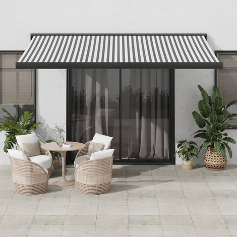 Toldo retráctil aluminio y tela gris antracita y blanco 4x3 m vidaXL