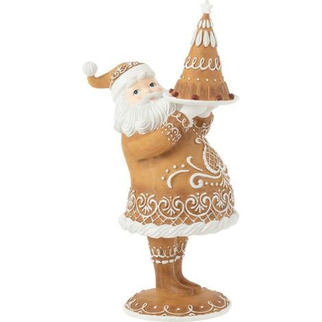 Statuette Déco Père Noël "Pain d'Épice" 43cm Marron