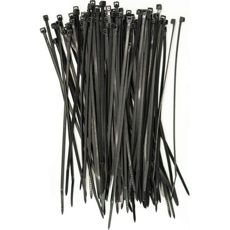 AIPERQ 100 pièces d'attaches de câble professionnelles 100 x 2,5 mm Poignée d'attache de câble couleur noire, résistante à la température
