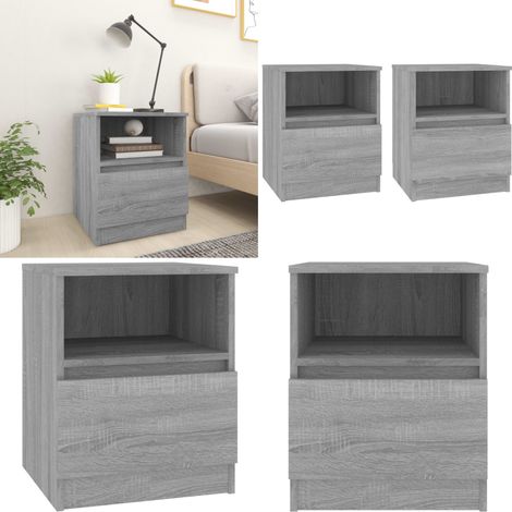 Nachttische 2 Stk. Grau Sonoma 40x40x50 cm Holzwerkstoff - Nachttisch - Grau - Wohnzimmer - Schlafzimmerschreibtisch - Holzwerkstoff - Home & Living (1/5)