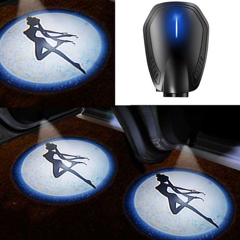 (1 pièce - J) Lampe de bienvenue LED sans fil rechargeable par USB pour portière de voiture, projecteur laser avec logo, éclairage à induction automatique, éclairage décoratif universel pour portière (1/4)