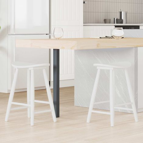 vidaXL  Dining Chairs  2 pcs White 46 x 37 x 63 cm Solid Rubber Wood