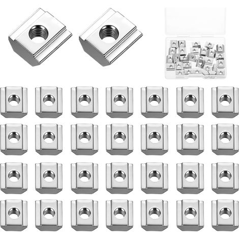 30 Pcs Écrou en T M4, Ecrou a Rainure en T, écrous à rainure en T, Écrou 6 - type B, Ecrou pour Profilé Aluminium 2020 Série (1/5)
