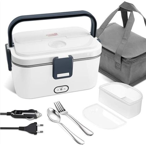 Boîte à lunch électrique One Piece 1.6L -2L 220V Boîte chauffante avec sac et boîte à lunch amovible en acier inoxydable pour voiture camion bureau maison (blanc) -170 110 238mm (1/2)