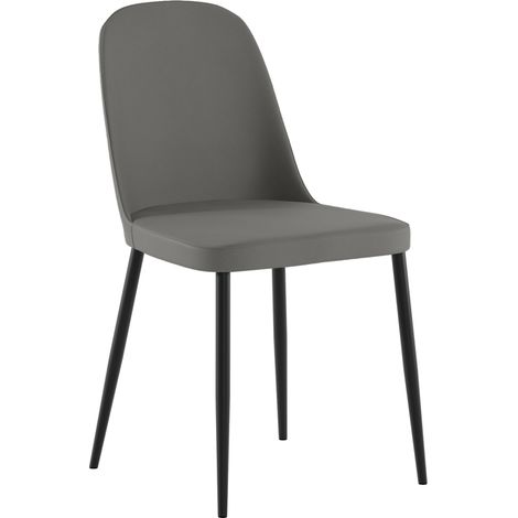 Sedia da pranzo Tamara con rivestimento in soft-touch grigio chiaro e gambe in metallo nero, stile moderno ed elegante - Stones (1/5)