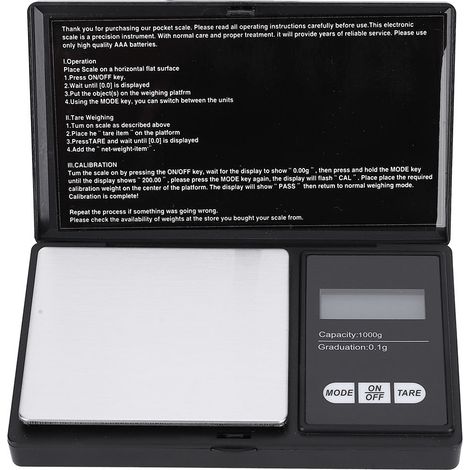 Mini balance de poche numérique LED portable de haute précision pour bijoux en or, argent et diamants (1000 g/0,1 g) (1/5)