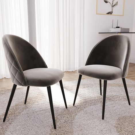 Set di 4 Sedie Imbottite Da Pranzo Ufficio In Velluto Sedia Con Gambe In Metallo Con Schienale Seduta Comoda Per Soggiorno Salotto Camera Design Goodsprings 43 x 47.5 x 80 Cm (Verde) - Colore: Grigio (1/5)