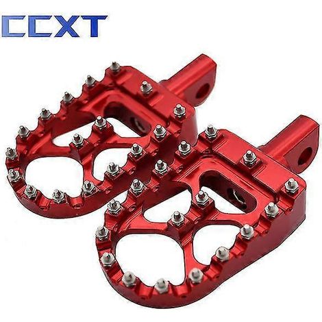 CNC-gefräste, breite Fußrasten, 360° drehbar, für Harley Dyna, Fat Bob, Softail, Sportster, Street Bob, Motocross, Universal – Rot (1/5)