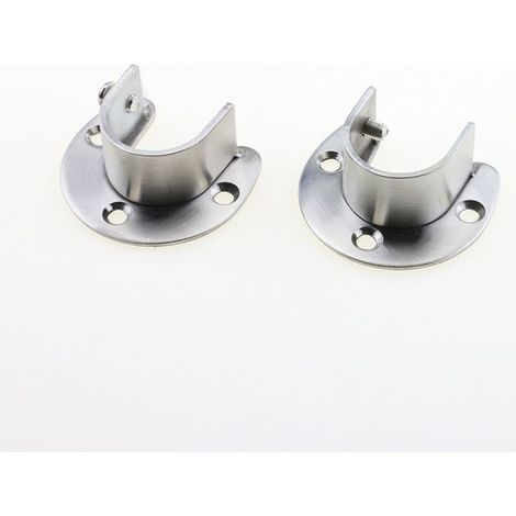 Lot de 4 supports de tringle de placard en acier inoxydable, bride de douille de tringle en forme de U, supports d'extrémité de supports de tringle de placard avec vis, argent (25 mm) (1/3)