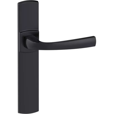 Ensemble de poignée Muze sur plaque - BEZAULT - Onyx noir mat - Plaque 215 x 41 mm - entraxe de fixation 195 mm - Bec de cane