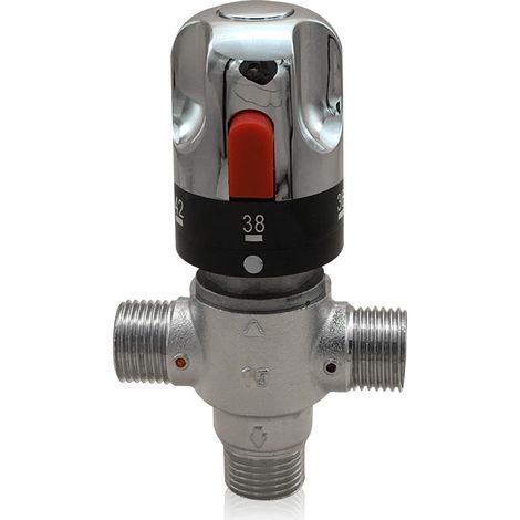 Senderpick – Mitigeur thermostatique 3 voies 20-55°C – Corps en laiton chromé – Inserts en acier inoxydable – Régulation automatique de température