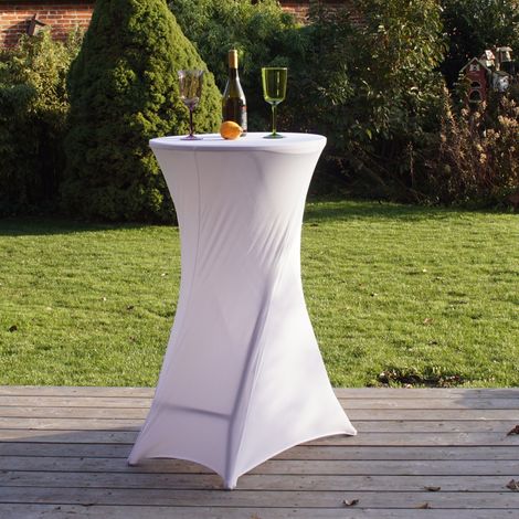Stehtisch mit weißer Husse klappbar Ø 60cm Bistrotisch Stehtisch Klapptisch wetterfest (1/5)