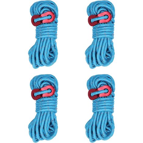 Sac filet de camping bleu 4 x 4 m, filet de rangement avec corde réfléchissante épaisse pour tente extérieure (1/5)