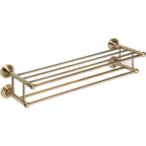 Etagère double trapèze avec porte-serviettes RETRO bronze 66,5x16,5x22,5 cm (1/3)