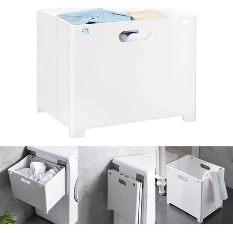 Cesto de ropa plegable multifuncional de 32 litros para montaje en pared con asa, ideal para el dormitorio, ropa sucia, juguetes y almacenamiento (blanco). (1/5)