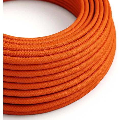 Fil Électrique Rond Gaine De Tissu De Couleur Effet Soie Tissu Uni Orange RM15-5 Mètres, 2x0.75 (1/5)
