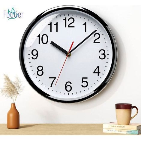 Wanduhr, 25 cm, hochwertige dekorative Wanduhr, geräuschloses Quarzwerk, für Zuhause/Küche/Büro/Schule (Weiß)
