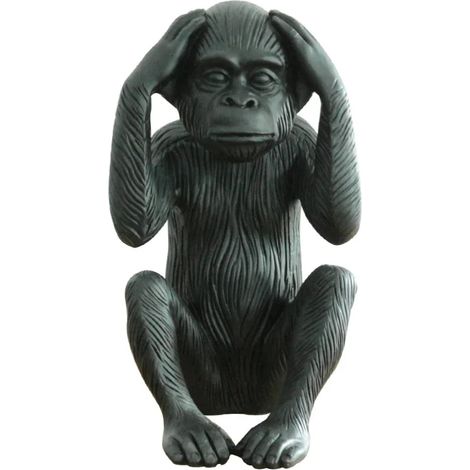 Statue singe noir mat avec mains sur les oreilles H40 cm - RAFIKI (1/3)