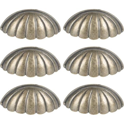Set di 6 pomelli a forma di conchiglia, stile nautico, stile vintage per armadi, cassetti, credenze, comò, cucine, guardaroba, ripostigli - Crezuo