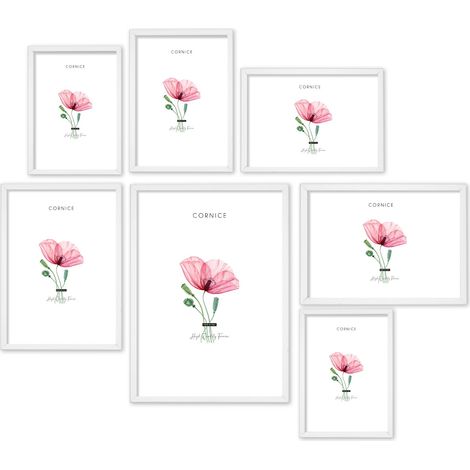 Lupia - SET Cornici in legno da parete OPTICAL colorazione BIANCA con vetro Portafoto, stampe, poster, documenti Set 7PZ - 2pz 10x15, 2pz 13x18, 2pz 15x20, 1pz A4 (1/4)