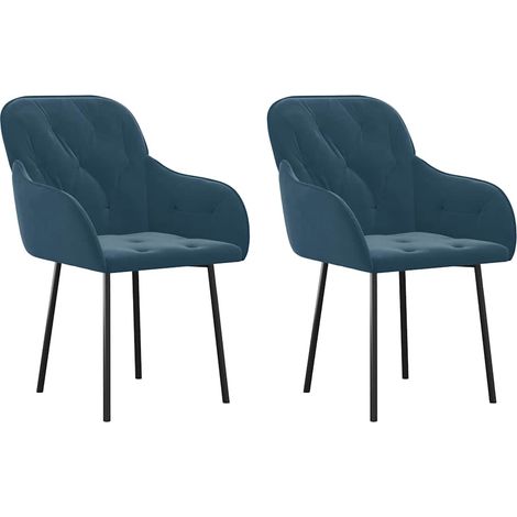 Maison Exclusive - Esszimmerstühle 2 Stk. Blau Samt (1/5)