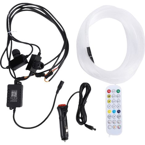 Kit lumière fibre optique 1,5 W RGBW 100 LED, plafond étoilé voiture, application Bluetooth, intérieur maison, port unique (1/5)